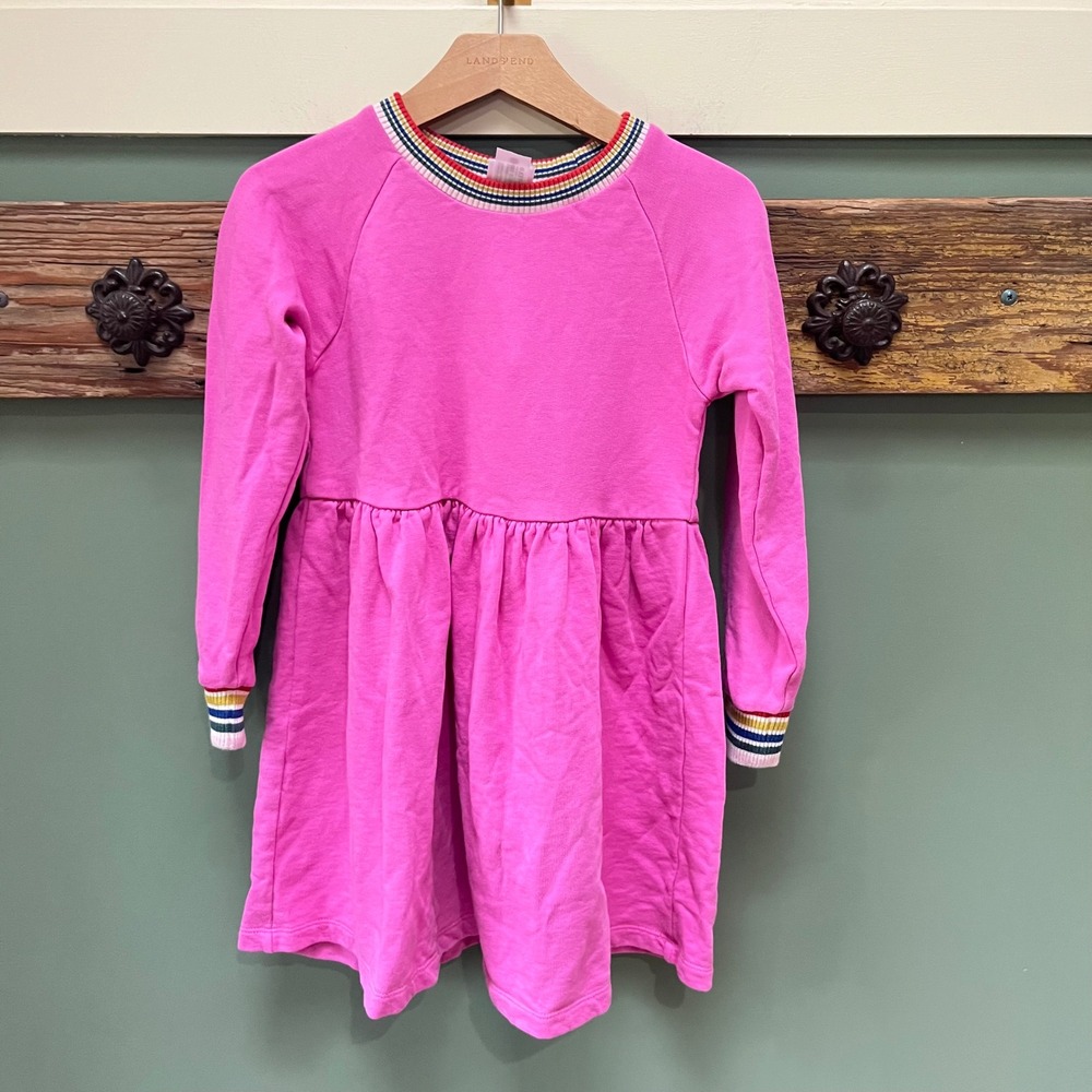 Hanna Andersson Pink Rainbow Sweatshirt Dress 120 cm US 6-7 Long Sleeve